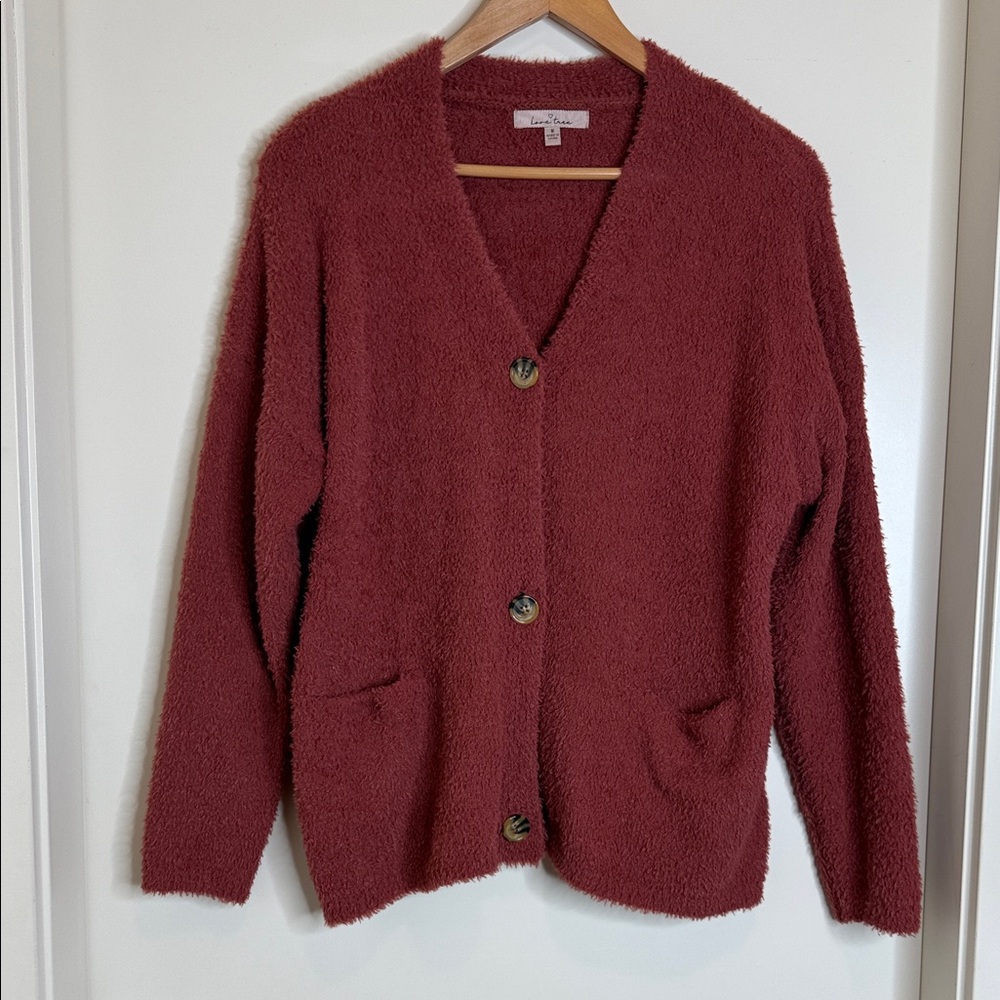 Love Tree Maroon Button-Up Cardigan